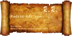 Radits Rózsa névjegykártya
